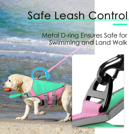 ThinkPet Hund Schwimmweste Rettungsweste Reflektierend Auftrieb Mintgrün XXL