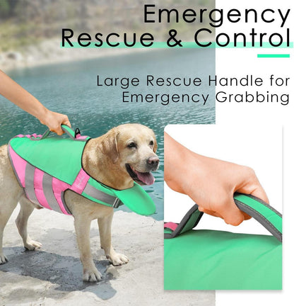 Hund Schwimmweste Rettungsweste Einstellbar Reflektierend Lifesaver Mintgrün XXL