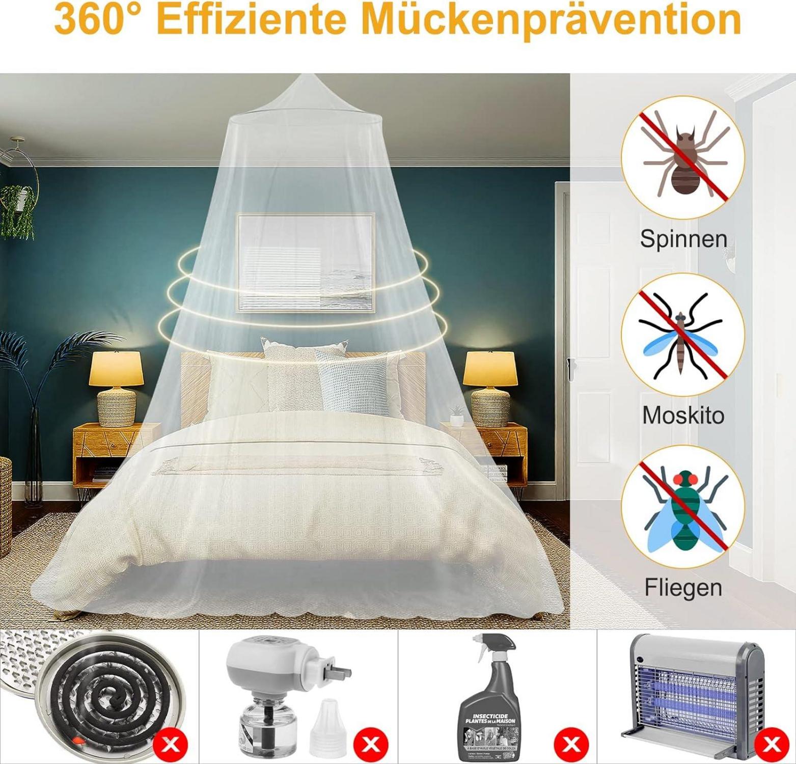 VEVOQIM Moskitonetz Bett Doppelbett Einzelbett Reise Betthimmel Mückennetz Feinmaschiges Moskitonetze