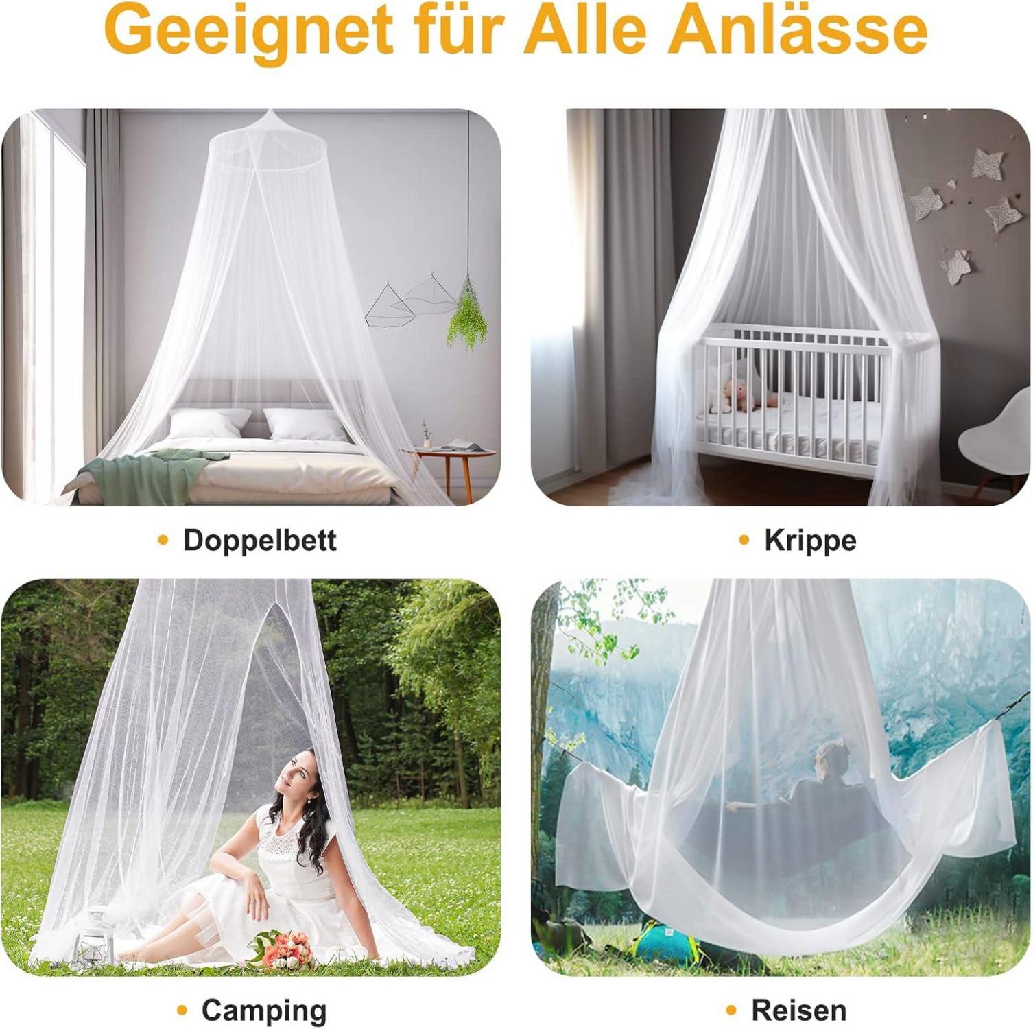 VEVOQIM Moskitonetz Bett Doppelbett Einzelbett Reise Mückennetz