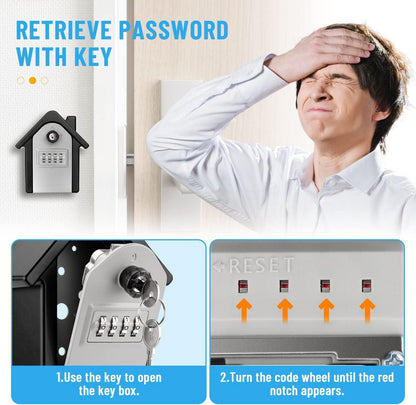 TEUEN Schlüsselsafe mit Zahlencode Wandmontage für Draußen Silber