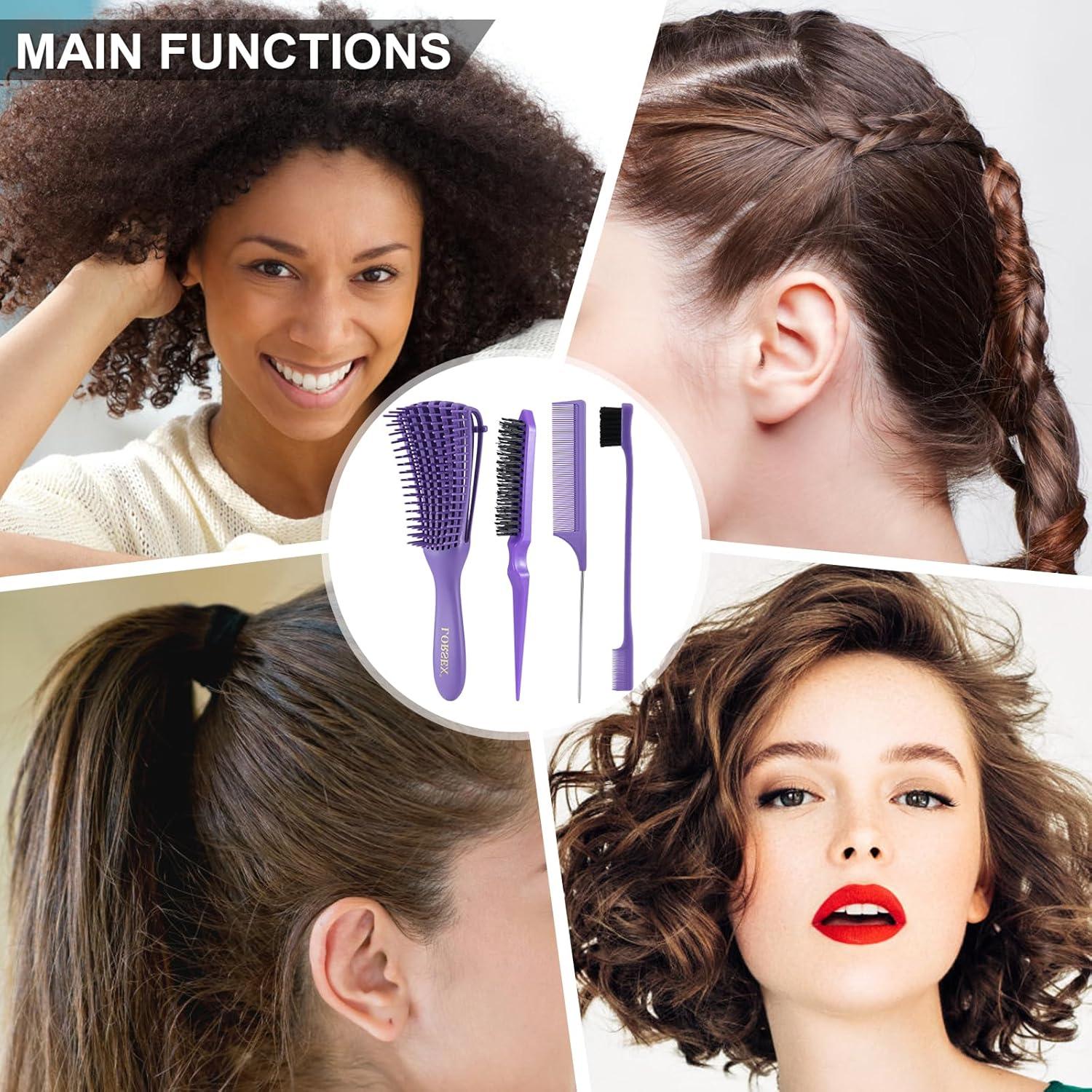 Haarbürste Entwirrbürste für Naturhaar Afro Lockiges Haar 4tlg Set