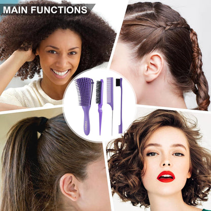 Haarbürste Entwirrbürste für Naturhaar Afro Lockiges Haar 4tlg Set
