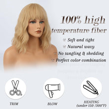 Kurze Bob Perücke Blond Synthetisch Lockig 35cm Party