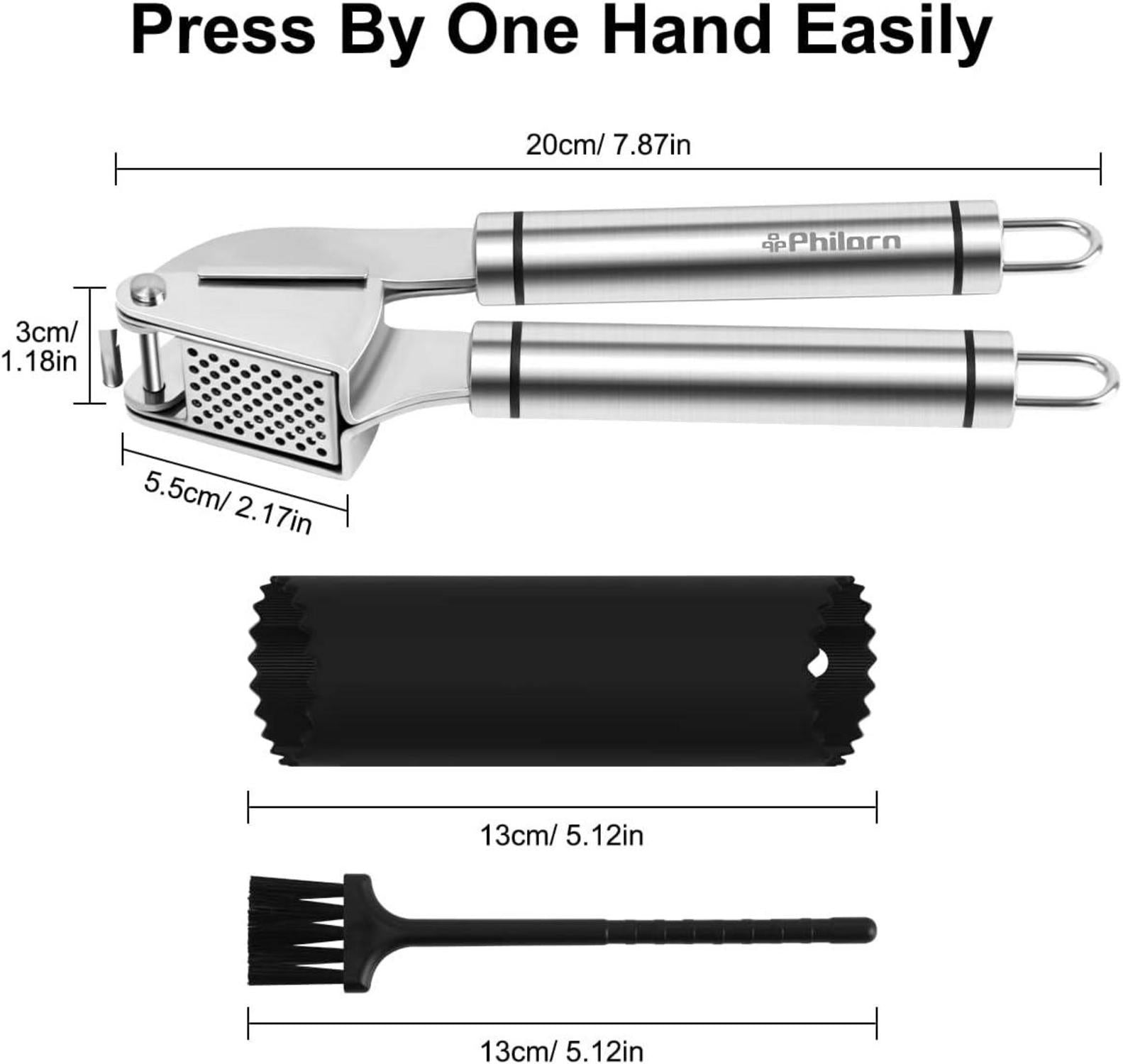 Knoblauchpresse Edelstahl Profi Küchenhelfer Geschenkset