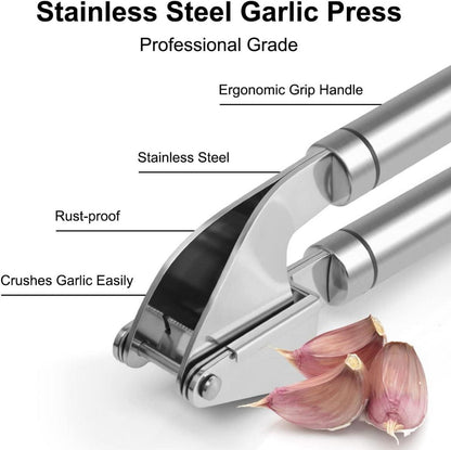 Knoblauchpresse Edelstahl profi Premium Garlic Press Reinigungsbürsten