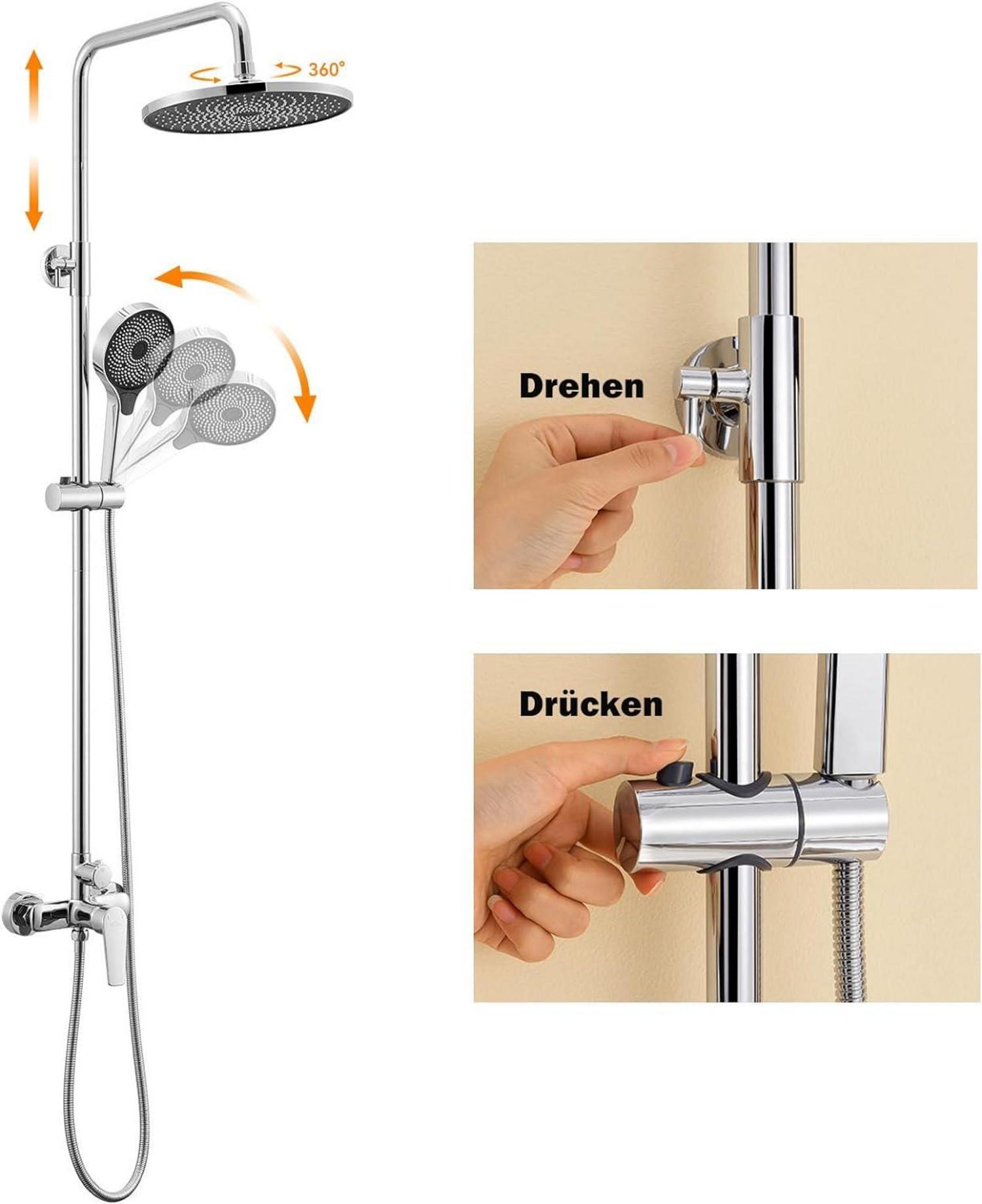 Duscharmatur Regendusche Höhenverstellbar Handbrause 3 Funktionen