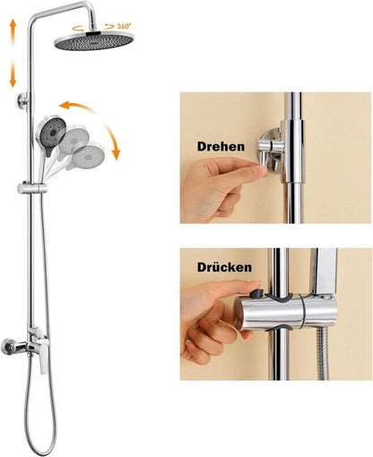 Duscharmatur Regendusche Höhenverstellbar Handbrause 3 Funktionen
