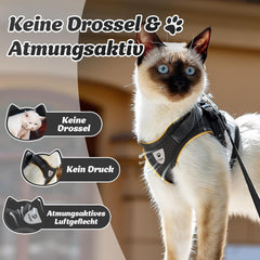Ausbruchsicheres Katzengeschirr mit Leine für Katzen S