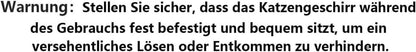 Ausbruchsicheres Katzengeschirr mit Leine für Katzen S Schwarz Weich