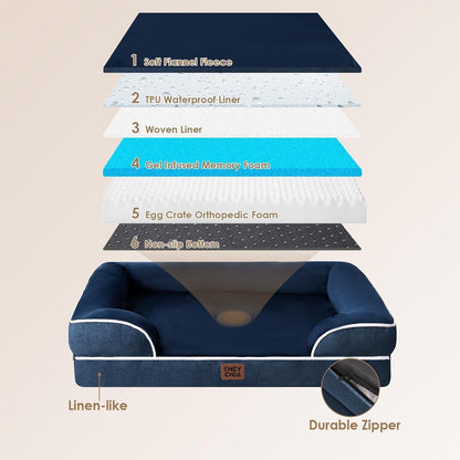 Orthopädisches Hundebett XL mit Memory Foam, marineblau