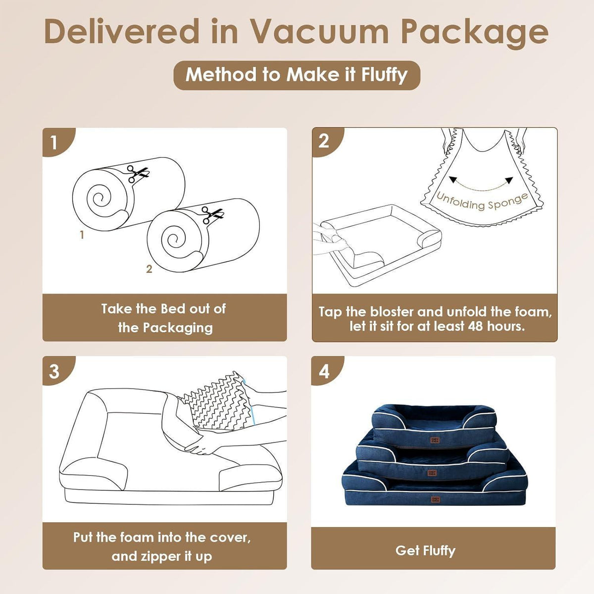 Orthopädisches Hundebett XL mit Memory Foam, marineblau
