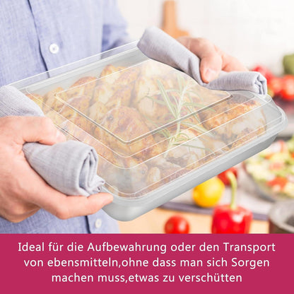 Homikit Edelstahl Rechteckiges Backblech mit Luftdichtem Deckel 31,6x24,7x4,8cm