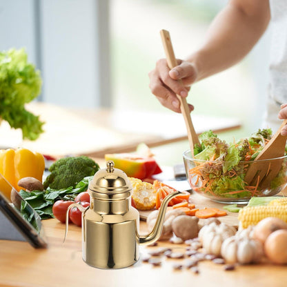 Edelstahl Ölflasche 14.6x9.5x6.4cm Goldener Ölausgießer