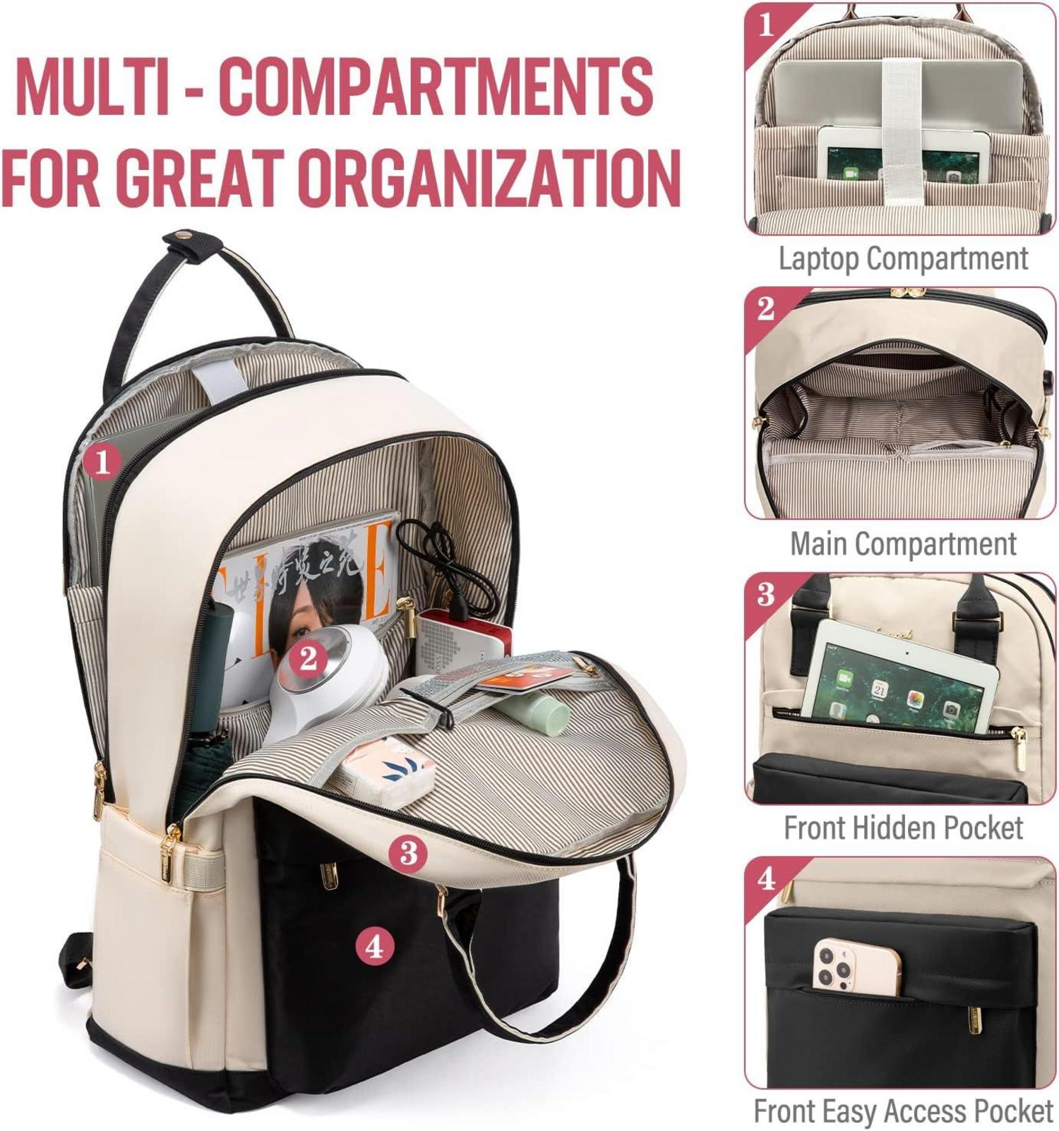 17 Zoll Laptop Rucksack Mädchen Damen Wasserdicht USB Schwarz