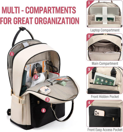 17 Zoll Laptop Rucksack Mädchen Damen Wasserdicht USB Schwarz