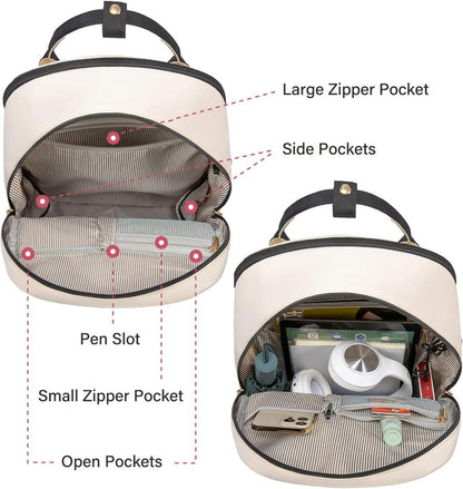 17 Zoll Laptop Rucksack Mädchen Damen Schwarz Beige - Wasserdichter Daypack Uni Reise Schule Work