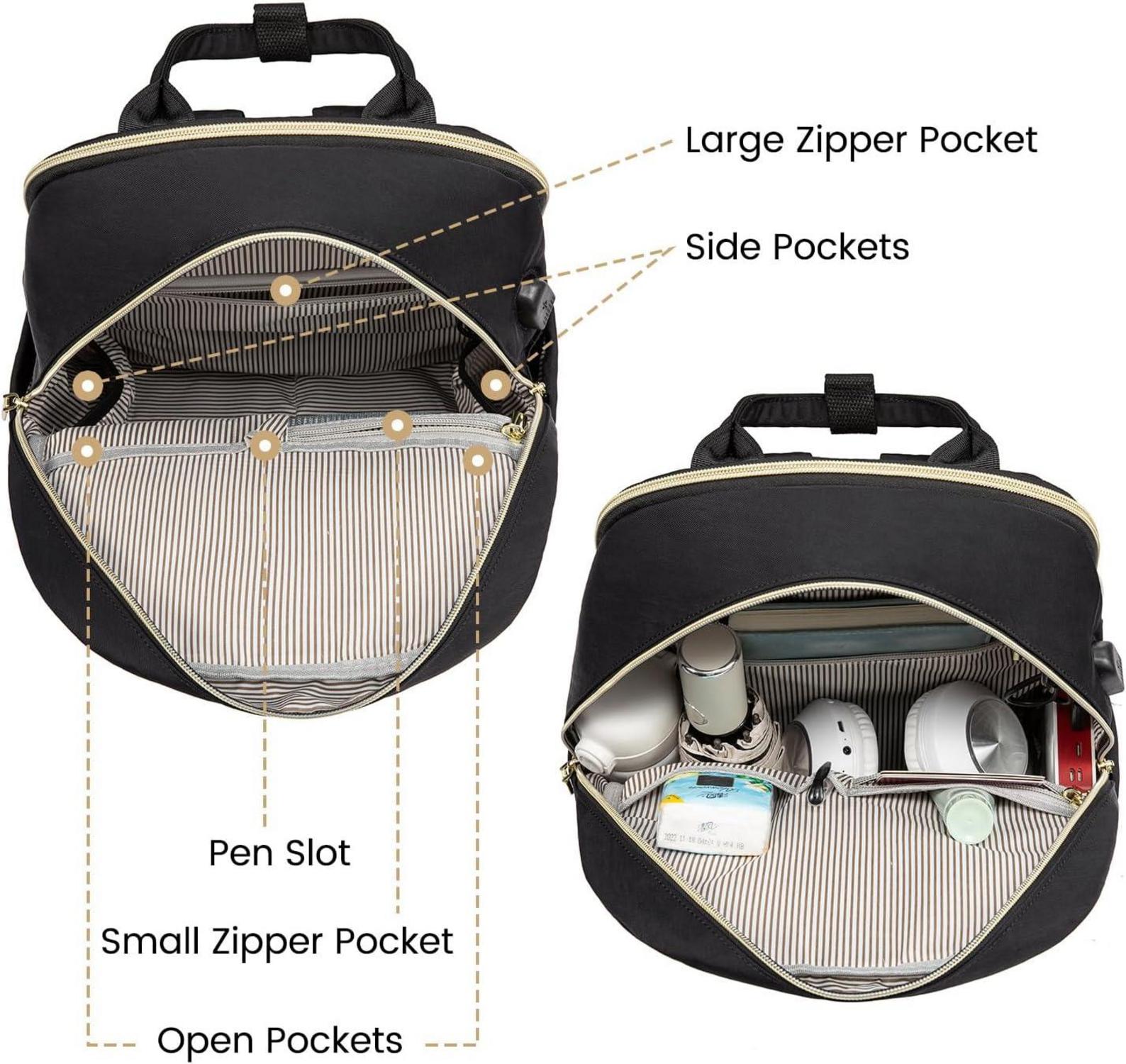 Rucksack Damen Klein 14 Zoll Laptop Wasserdicht Schwarz