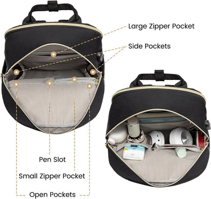 Rucksack Damen Klein 14 Zoll Laptop Wasserdicht Schwarz