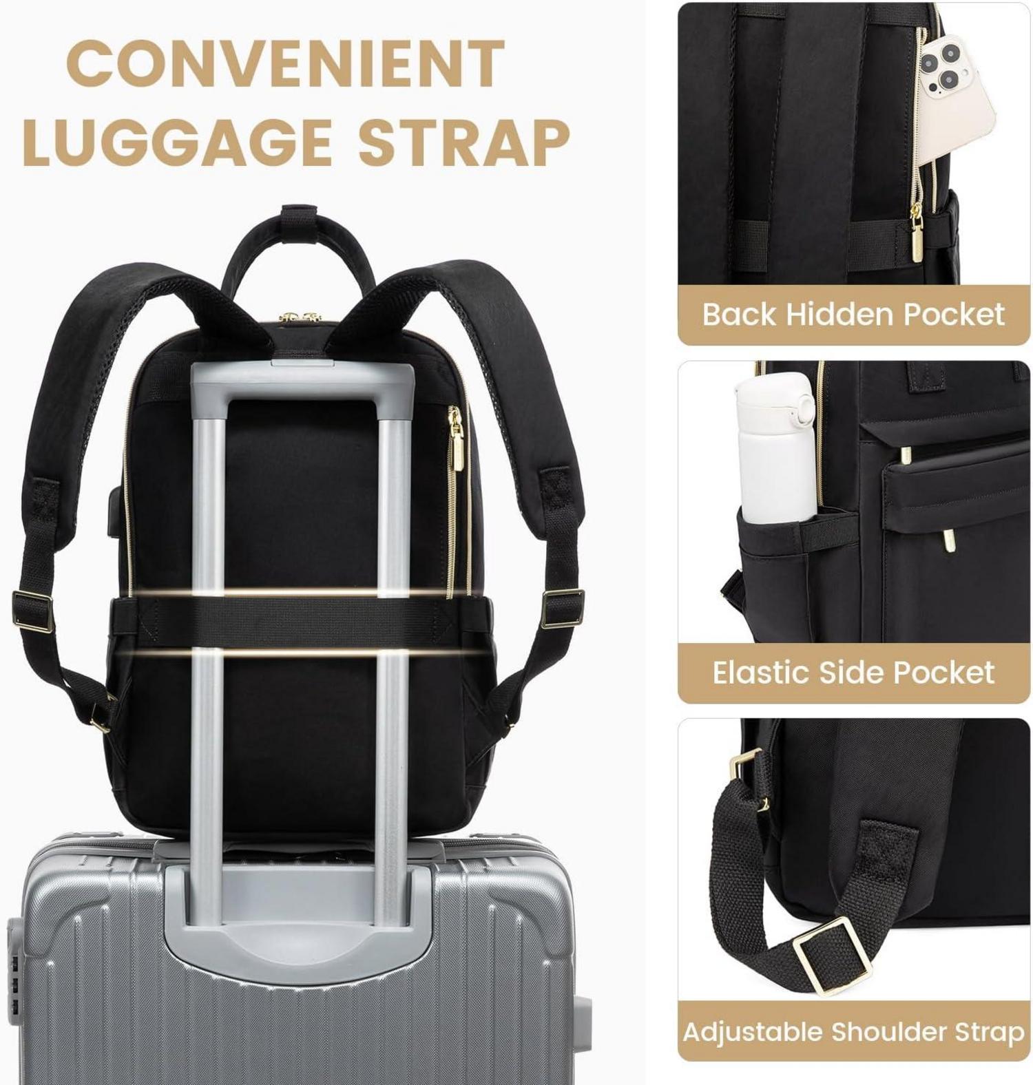 LOVEVOOK Damen Rucksack 14 Zoll Laptop Wasserdicht Schwarz