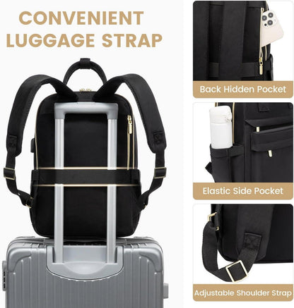 LOVEVOOK Damen Rucksack 14 Zoll Laptop Wasserdicht Schwarz