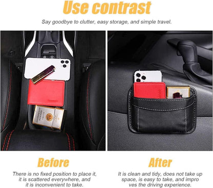 CGEAMDY Auto Seitentasche Leder Mini-Organizer Schwarz