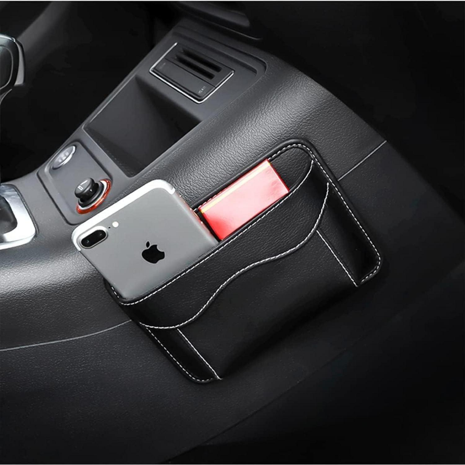 Seitentasche Autositz Mini-Organizer Leder Aufbewahrungstasche Schwarz