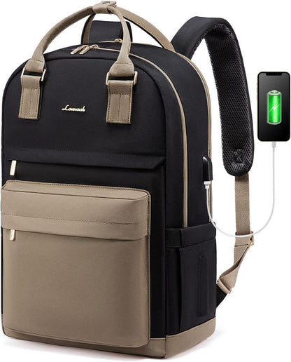 17 Zoll Laptop Rucksack Damen Wasserdicht USB Anschluss Schwarz