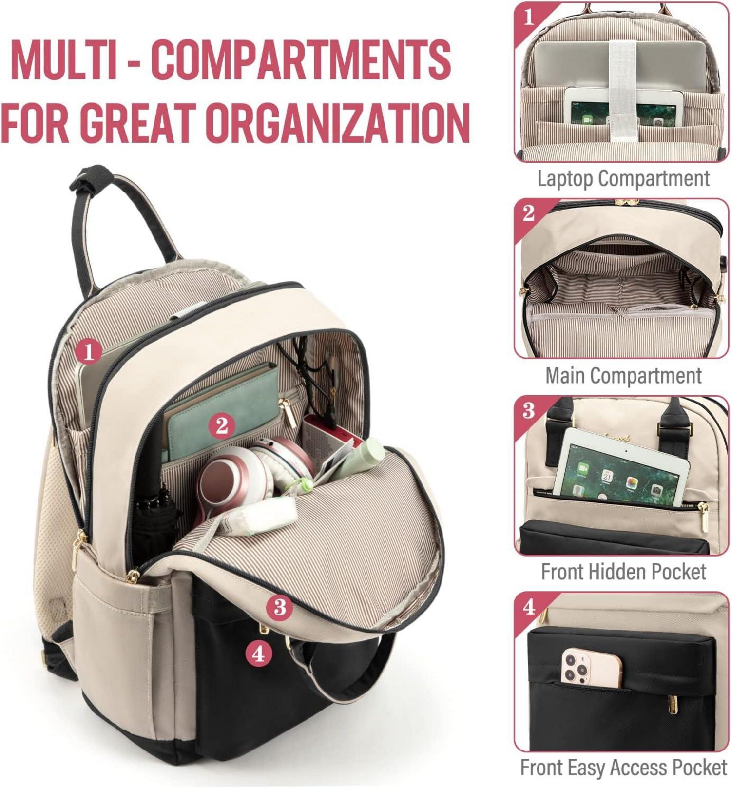 Laptop Rucksack 15,6 Zoll Mädchen Wasserdicht USB Schwarz