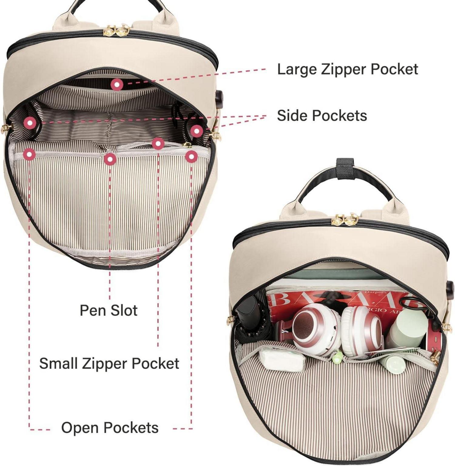 15,6 Zoll Laptop Rucksack Damen Mädchen Wasserdicht USB Schwarz