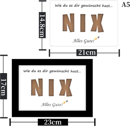 Geldgeschenk NIX Karte Fotorahmen Set Schwarz A5 Format