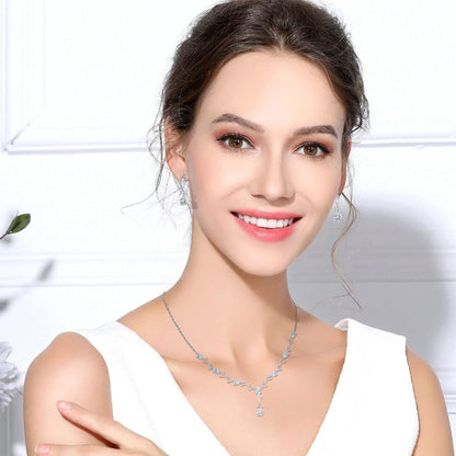 Hochzeit Schmuckset Silber 925 Zirkonia Damen Halskette Armband Ohrringe
