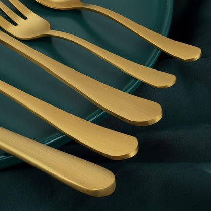 Besteckset für 12 Personen, 60-teilig, Matt Gold, Edelstahl