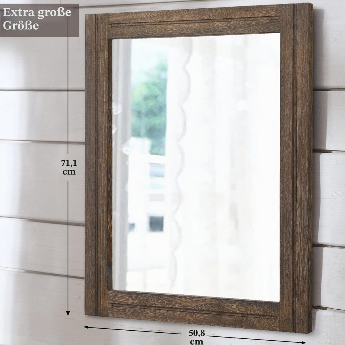 Rustikaler Holzspiegel 70x50 cm – Wandspiegel für Schlafzimmer & Wohnzimmer