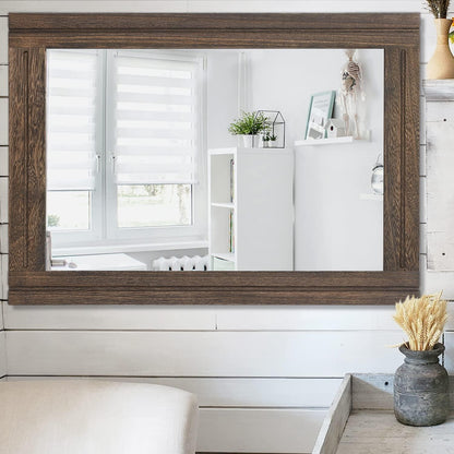 Rustikaler Holzspiegel 70x50 cm – Wandspiegel für Schlafzimmer & Wohnzimmer