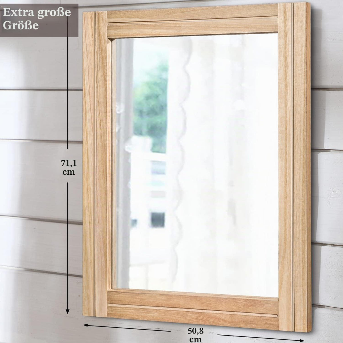 Rustikaler Wandspiegel Holzrahmen 70x50 cm – Bauernhaus Stil