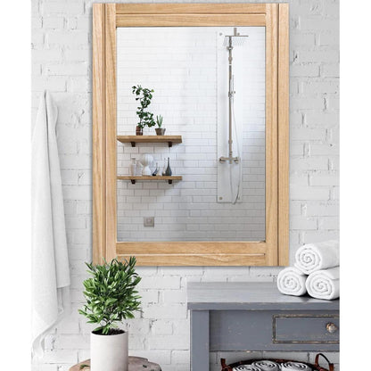 Rustikaler Wandspiegel Holzrahmen 70x50 cm – Bauernhaus Stil