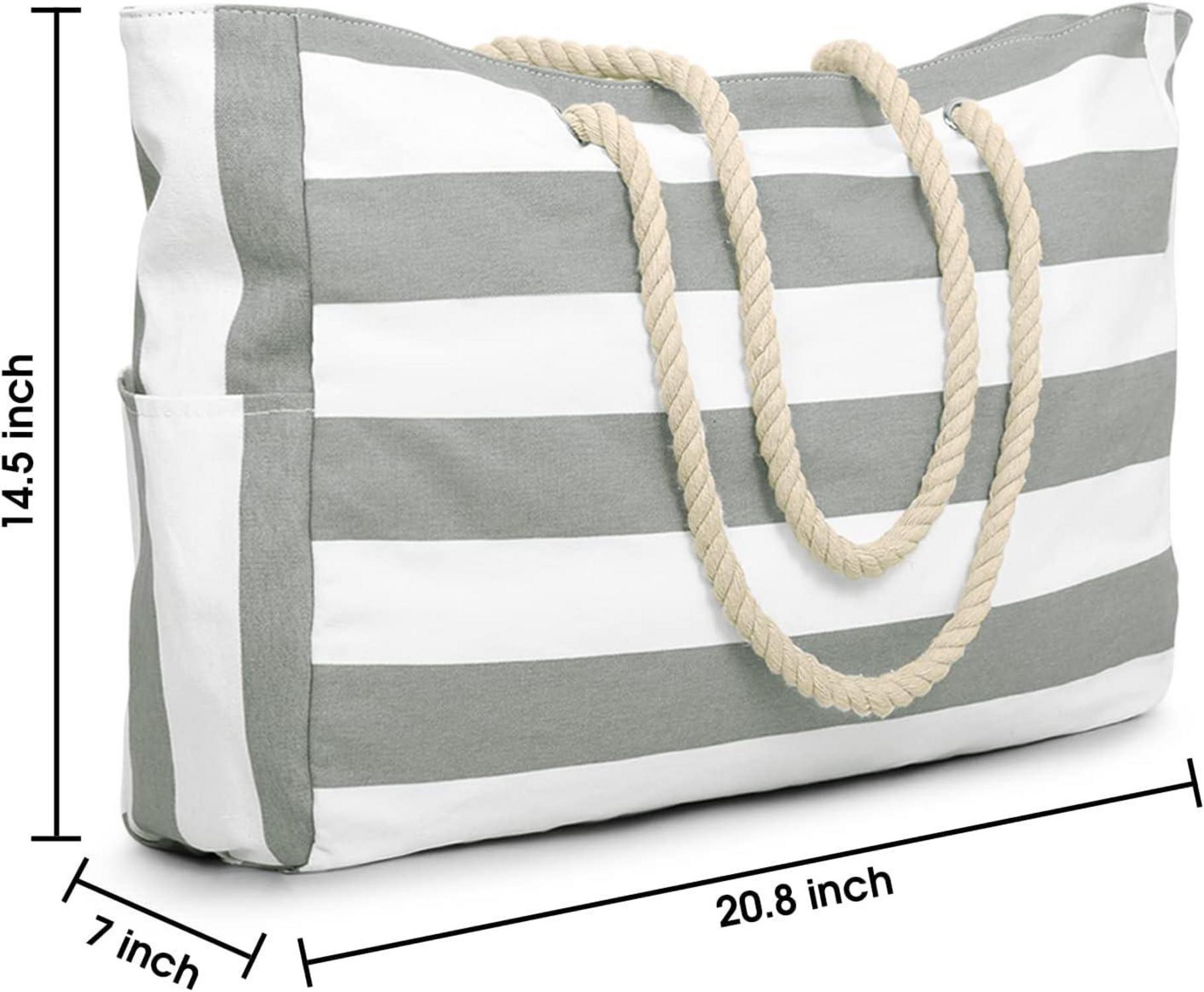 Oscaurt Strandtasche Wasserdicht mit Reißverschluss 53x37x18cm Hellgrau