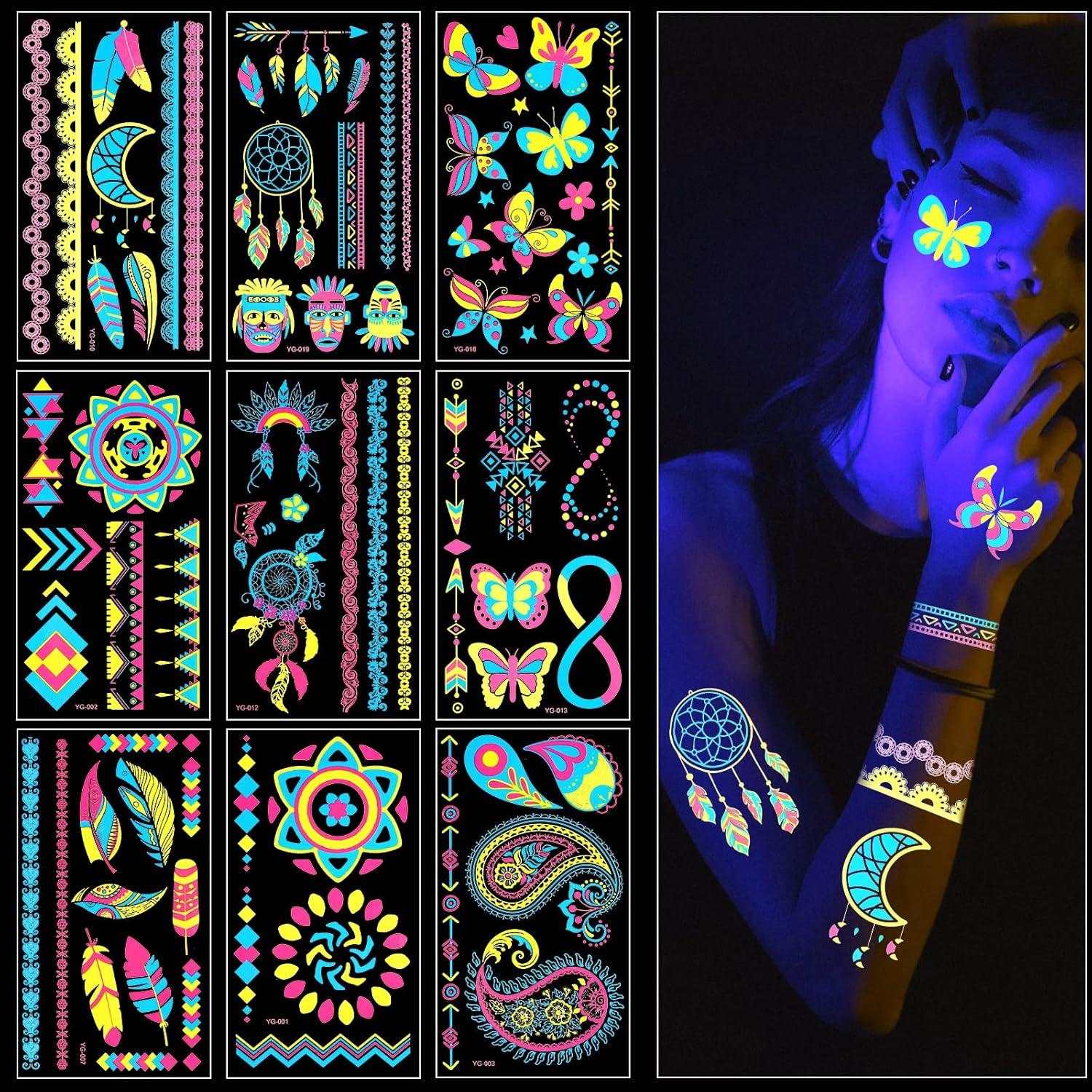 Neon Tattoos Temporäre Schminke UV Body Face Painting Tätowierung 9