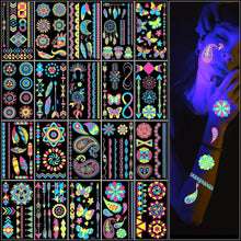 Neon Tattoos 20 Blätter Temporäre UV Body Face Painting