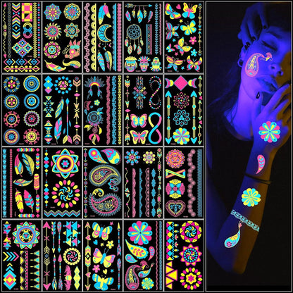 Neon Tattoos Temporäre UV Body Face Painting Festivals