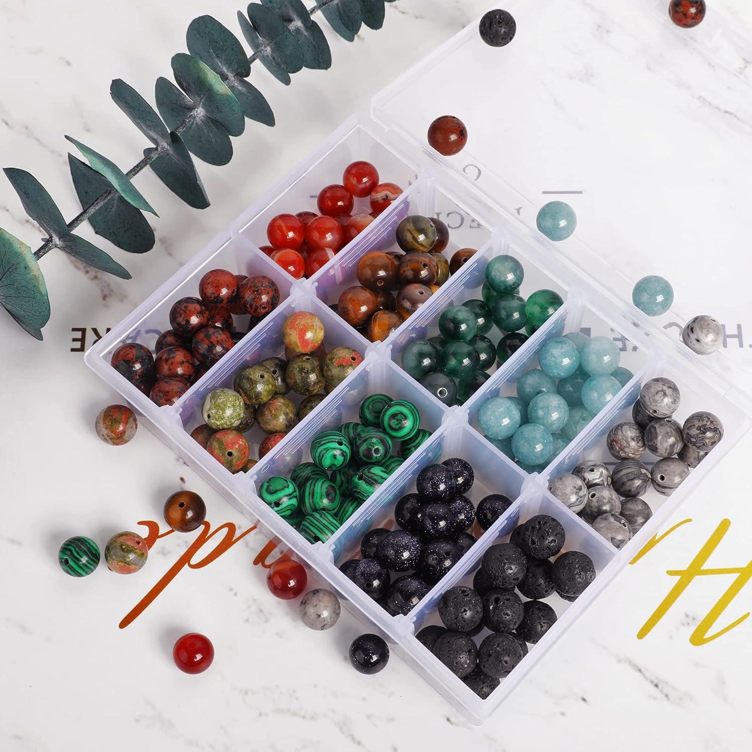 170 Natürliche 10mm Edelsteine für DIY Schmuck Basteln & Auffädeln