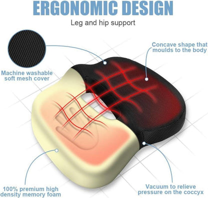 Orthopädisches Memory Foam Steißbeinkissen für Ischias & Hämorrhoiden