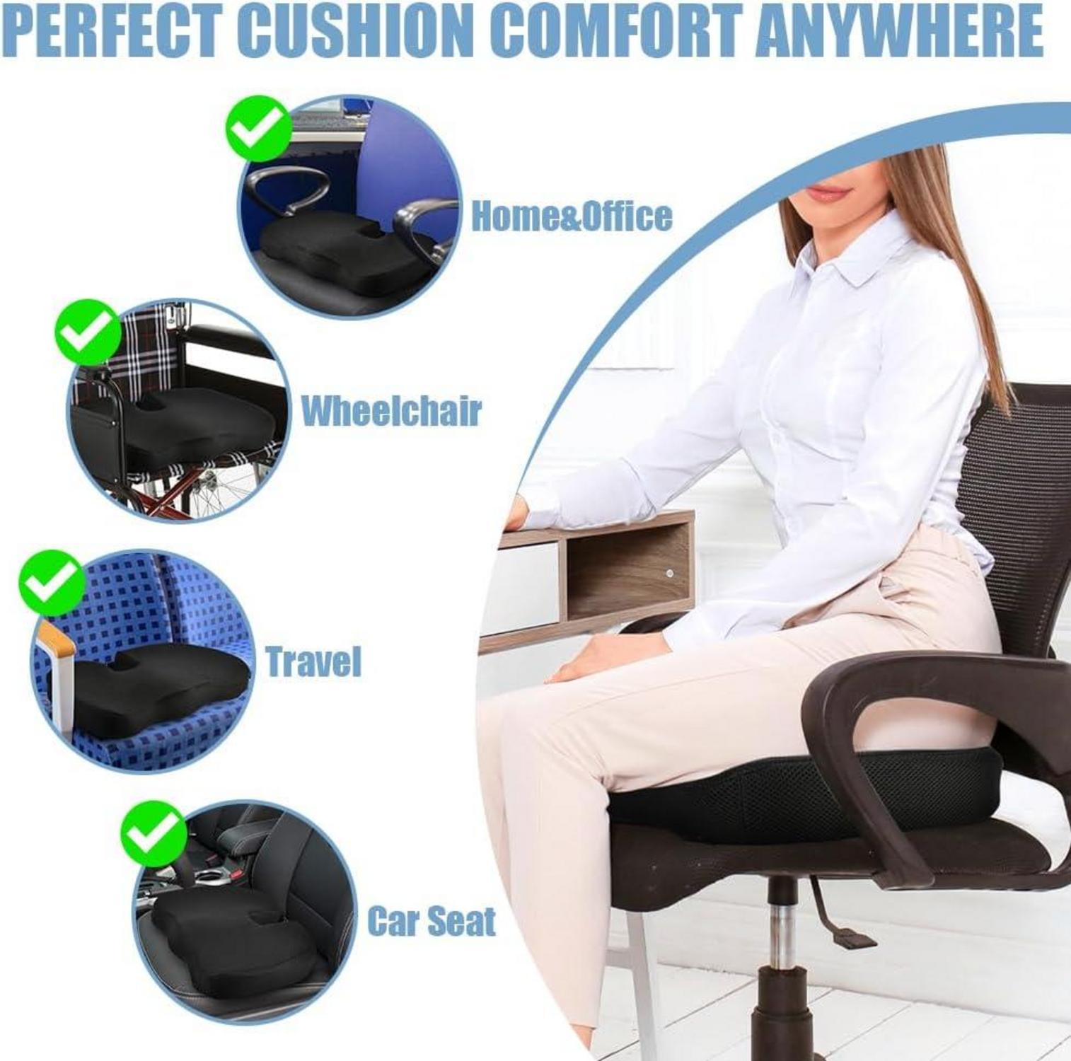 Orthopädisches Steißbeinkissen Memory Foam Schwarz Ergonomisch Bürostuhl Auto