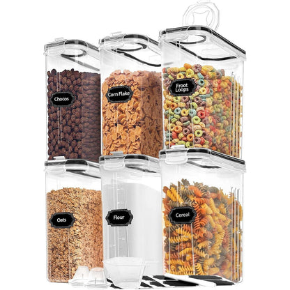 6er-Pack Müslibehälter, luftdicht, stapelbar, mit Messbecher & Etiketten