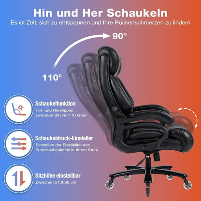 Bosmiller 200kg Chefsessel Bürostuhl mit Lendenwirbelstütze