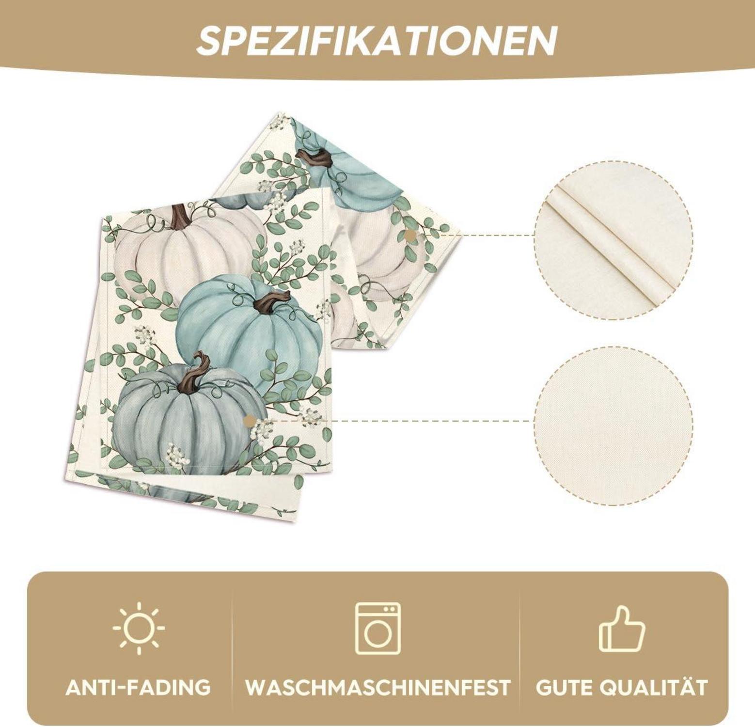 Artoid Mode Herbst Tischläufer Blau Kürbisse Eukalyptus 40x240 cm