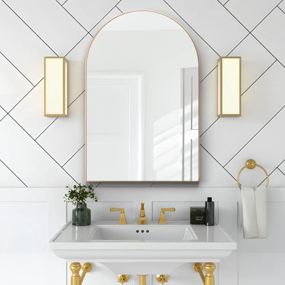 Gewölbter Badezimmerspiegel 60x75cm mit Goldrahmen - 2er Set