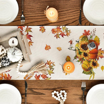 Artoid Mode Herbst Tischläufer Kürbisse Ahornblätter Sonnenblumen 40x240cm