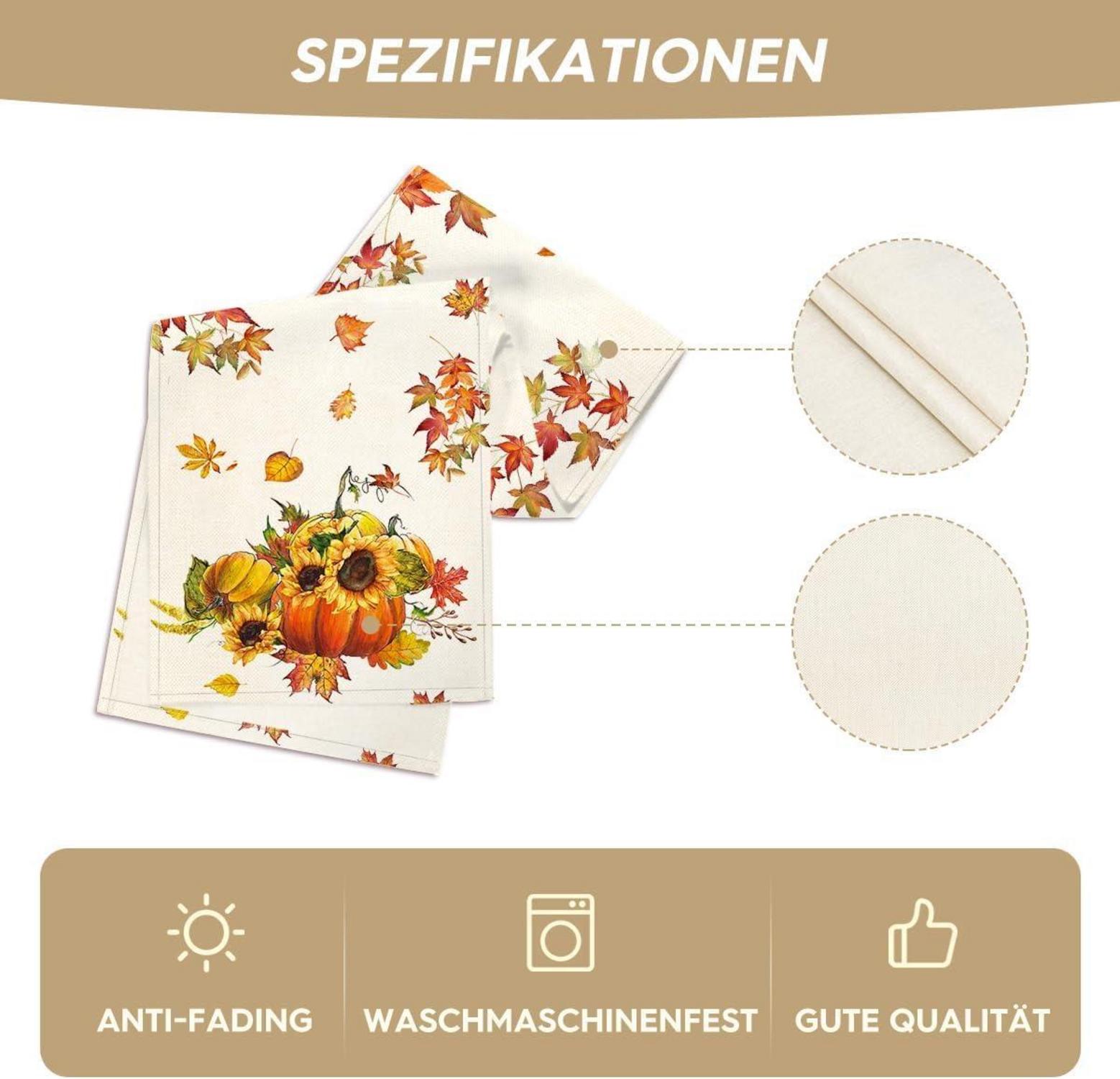 Herbst Tischläufer Kürbisse Ahornblätter Sonnenblumen 40x240 cm